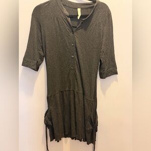 Women's Charcoal Button-Up Tunic Dress